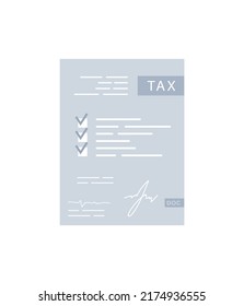 Tax Form Icon In The Flat Style, Isolated