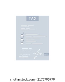 Tax Form Icon In The Flat Style, Isolated