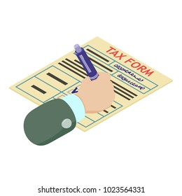 Tax form icon. Isometric illustration of tax form vector icon for web