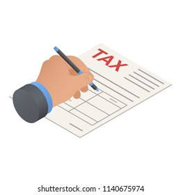 Tax form icon. Isometric of tax form vector icon for web design isolated on white background