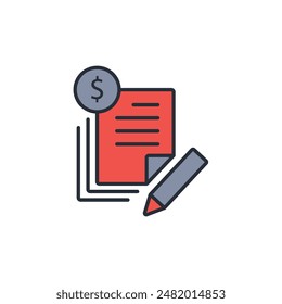 tax form icon. vector.Editable stroke.linear style sign for use web design,logo.Symbol illustration.