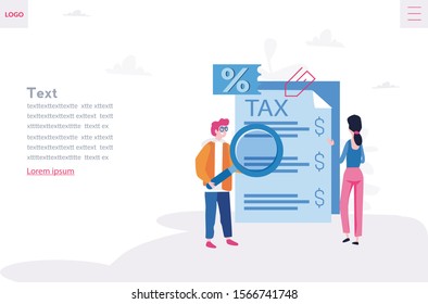 Tax form, Money online refund. Vector illustration for web banner, infographics, mobile. Financial consulting.  Accounting and bookkeeping