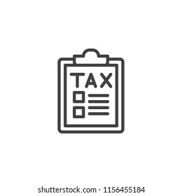 Tax form outline icon. linear style sign for mobile concept and web design. tax check list simple line vector icon. Symbol, logo illustration. Pixel perfect vector graphics