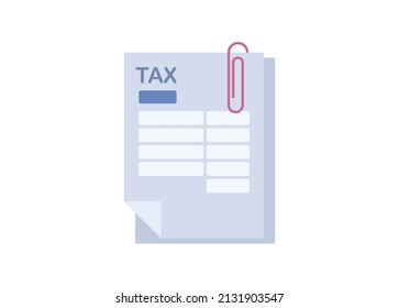 Tax form paper. Simple flat illustration.
