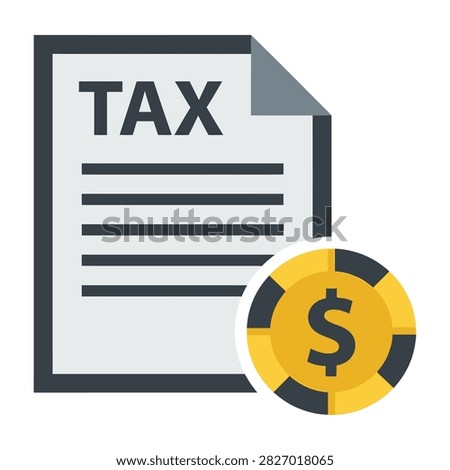 Tax form with poker chip and dollar sign representing financial gamble and risk