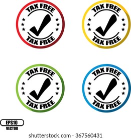 Tax free, Button, label and sign - Vector illustration