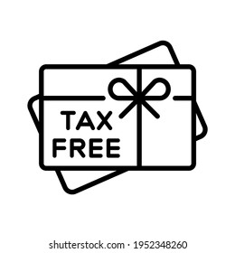 Tax Free Gift Cards. Simple Design. Line Vector. Isolated On White Background.