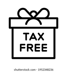 Tax Free Gift Icon.Simple Design. Line Vector. Isolated On White Background.