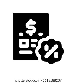 tax free glyph icon. Strong and solid vector icon for websites, mobile interfaces, presentations, and visual branding. High quality and easy to edit.