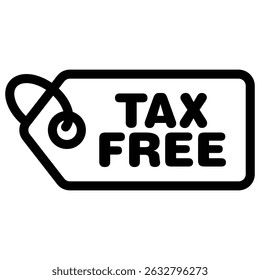 Tax free Icon Black and white outline vector