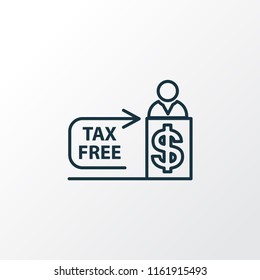 Tax Free Icon Line Symbol. Premium Quality Isolated Cashier Element In Trendy Style.