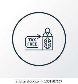 Tax Free Icon Line Symbol. Premium Quality Isolated Cashier Element In Trendy Style.