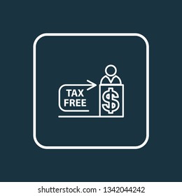 Tax Free Icon Line Symbol. Premium Quality Isolated Cashier Element In Trendy Style.