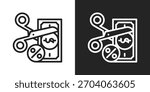 Tax Free Icon In Line Version On Black And White Background