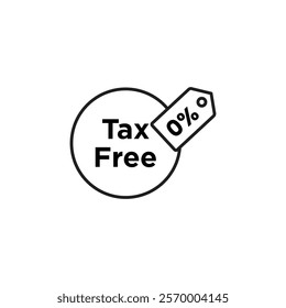 Tax free icon Vector flat thin line illustration