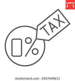 Tax free line icon, commission and percent, tax free vector icon, vector graphics, editable stroke outline sign, eps 10.