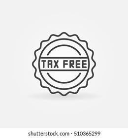 Tax Free Minimal Icon - Vector Badge Or Label In Thin Line Style