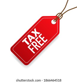 Tax free price tag. Red label. Vector illustration.