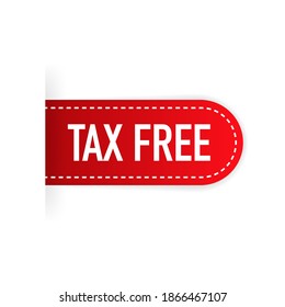 Tax free red label on white background. Vector illustration.
