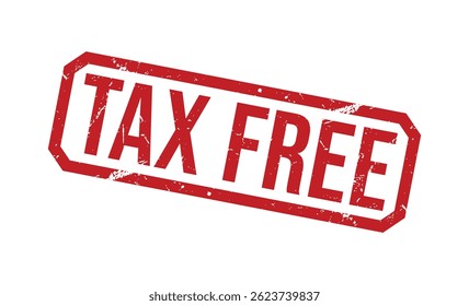 TAX FREE Red rubber stamp on white background. TAX FREE stamp sign. TAX FREE stamp.