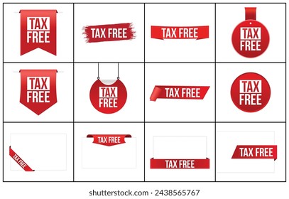 Tax free red vector banner illustration isolated on white background