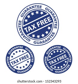 Tax Free Rubber stamp, sticker, tag, icon, symbol with blue color, isolated on white background. Vector illustration