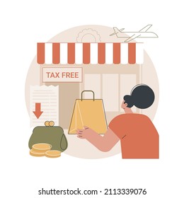 Tax free service abstract concept vector illustration. VAT free trading, refunding VAT services, duty free zone, airport shopping, buying goods abroad, tax refund program abstract metaphor.