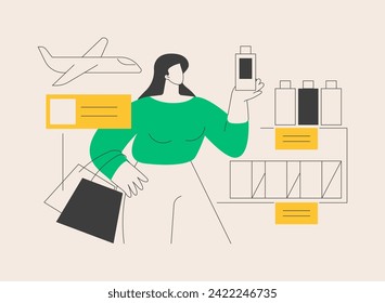 Tax free service abstract concept vector illustration. VAT free trading, refunding VAT services, duty free zone, airport shopping, buying goods abroad, tax refund program abstract metaphor.