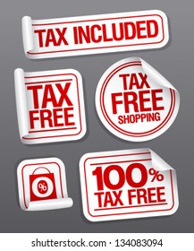 Tax free shopping stickers set.