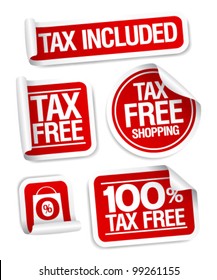 Tax free shopping stickers set.