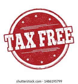 Tax free sign or stamp on white background, vector illustration