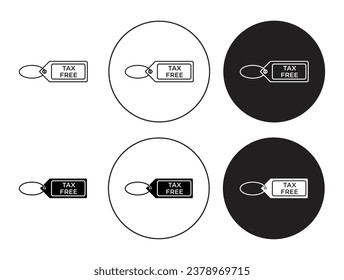 Tax free thin line icon set. taxfree tag vector symbol in black and white color