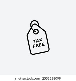 Tax free thin liner icon isolated.