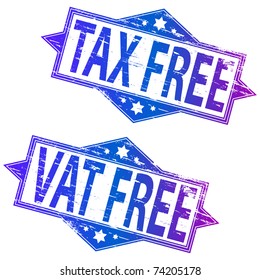 TAX FREE and VAT FREE grunge rubber stamps