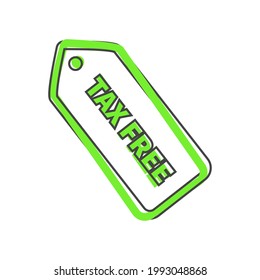 Tax free vector icon on cartoon style on white isolated background.