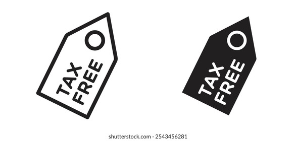 Tax free vector icon set in black.