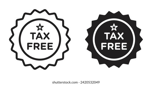 Tax Free Vector Illustration Set. 0 Tax weekend income sign suitable for apps and websites UI design style.