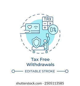 Tax free withdrawals soft blue concept icon. Health savings account benefit. Medical services expenses. HSA. Round shape line illustration. Abstract idea. Graphic design. Easy to use in brochure