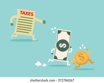 TAX hunting grabbing money. Flat design for business financial marketing banking advertisement office people life property stock fund in minimal concept cartoon illustration.