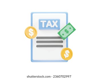 Tax icon 3d render element transparent