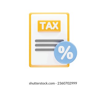 Tax icon 3d render element transparent