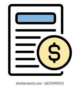 Tax icon flat line style illustration representing financial obligations and government revenue, suitable for accounting, legal, and business-related projects