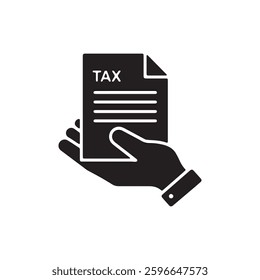 Tax Icon Hands Holding Tax Document for Compliance and Filing