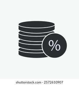 Tax icon. Income Deduction Symbol - Vector. Applicable to Design Elements, Presentations, Websites or Applications.