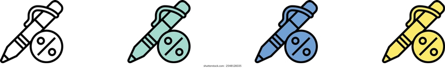 tax icon. Outline, Green, Blue and Yellow Style Design Isolated On White Background
