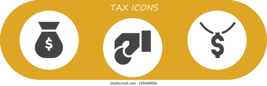  tax icon set. 3 filled tax icons. Simple modern icons about  - Money bag, Coin, Dollar