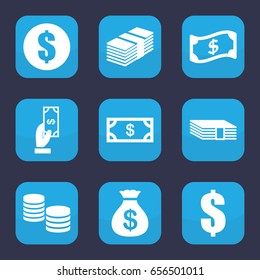 Tax icon. set of 9 filled tax icons such as money, money sack, payment, money, crown