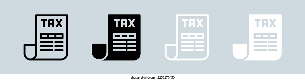 Tax icon set in black and white. Finance signs vector illustration.