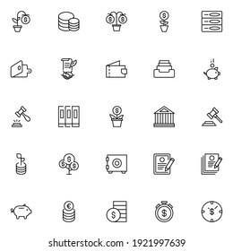 Tax icon set. Collection of high quality outline web pictograms in modern flat style. Black Tax symbol for web design and mobile app on white background. Line logo EPS10