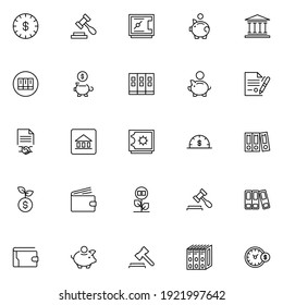 Tax icon set. Collection of high quality outline web pictograms in modern flat style. Black Tax symbol for web design and mobile app on white background. Line logo EPS10